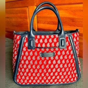 Vera Bradley Quilted Red & Blue Paisley Large Tote / Purse